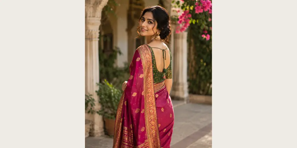 Over-the-Shoulder Saree Pose