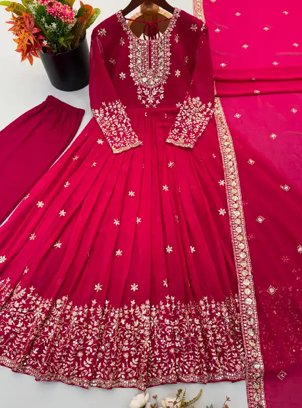 Rani pink georgette Anarkali dress