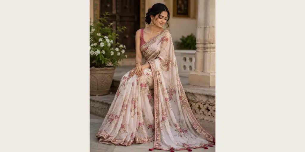 Sitting Saree Pose
