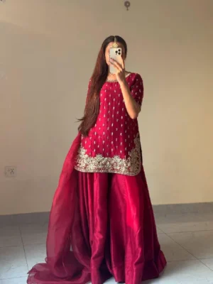 Zari embroidered Farsi kurti palazzo set