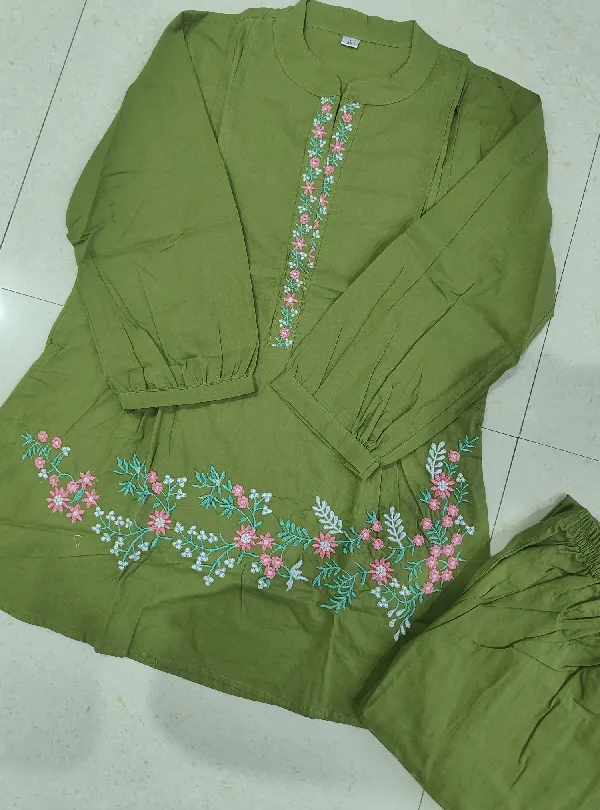 Cotton kurti and pant ethnic set