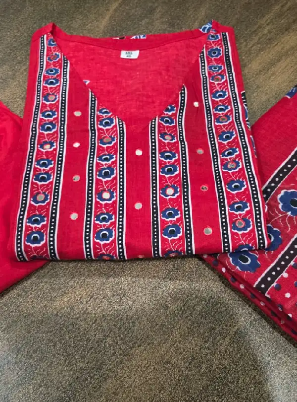 Designer Kalamkari cotton suit set for women