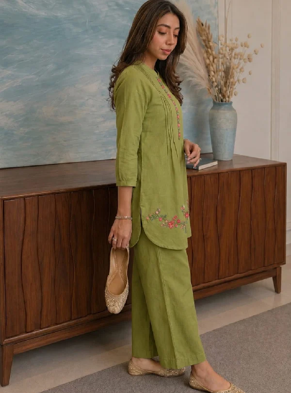 Pure cotton embroidered kurti set