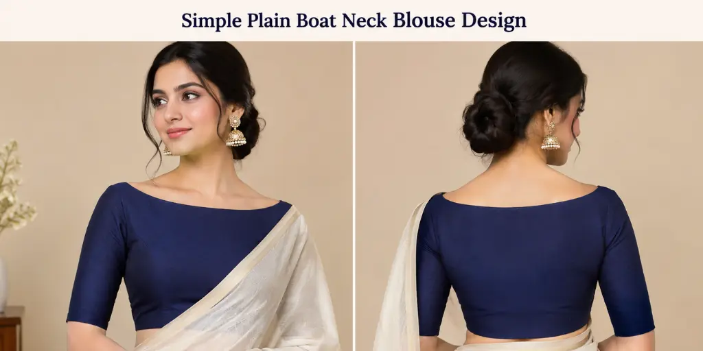 Simple Plain Boat Neck Blouse