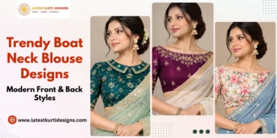Trendy Boat Neck Blouse Designs: Modern Front & Back Styles