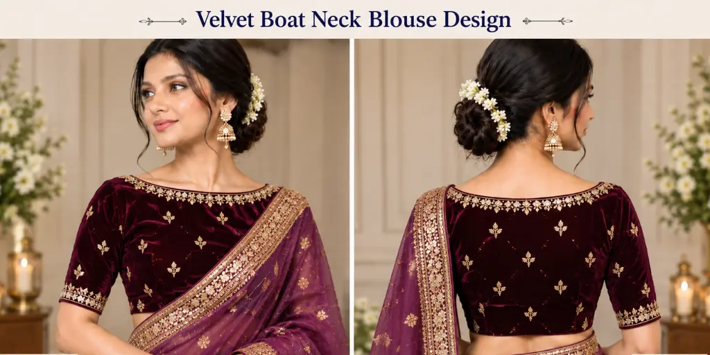 Velvet Boat Neck Blouse