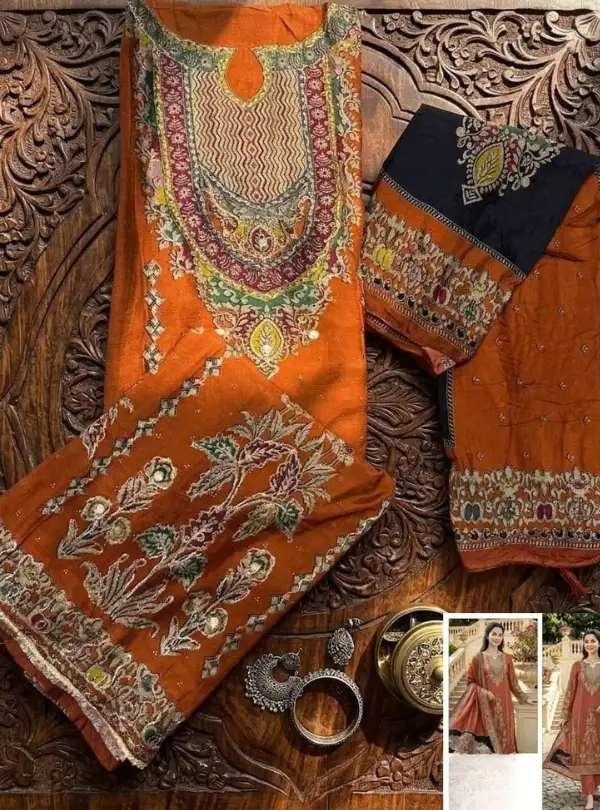 Aari hand work Pure Maslin suit set