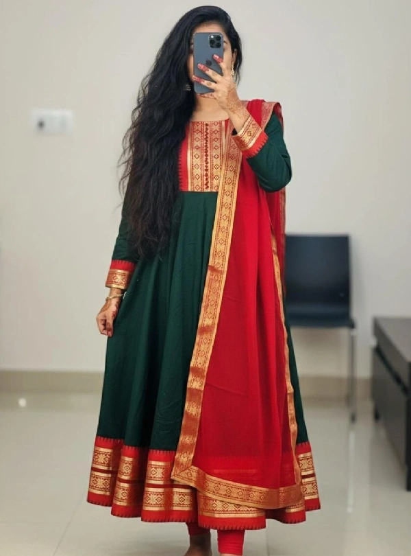 Festive wear silk cotton Kurti set for women