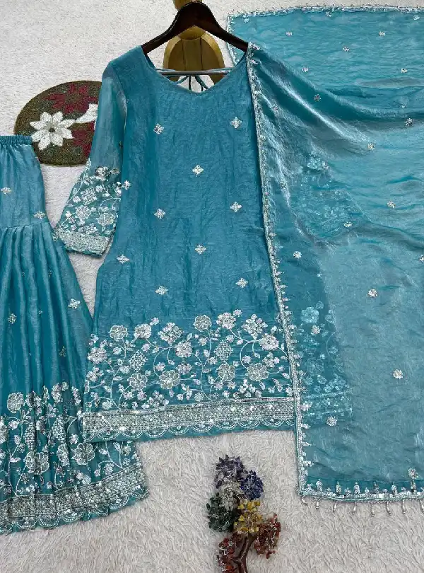 Fully Stitched Frendy Silk Sharara Suit Set for Women