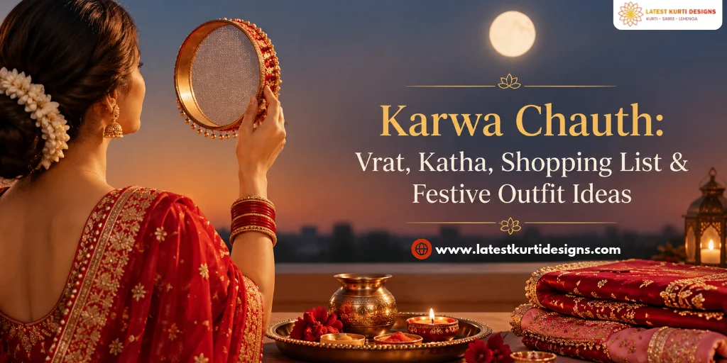 You are currently viewing Karwa Chauth 2026: Vrat, Katha, Shopping List & Festive Outfit Ideas