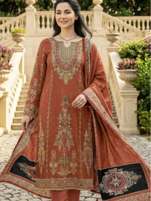 Pure Maslin digital print suit set with Aari work
