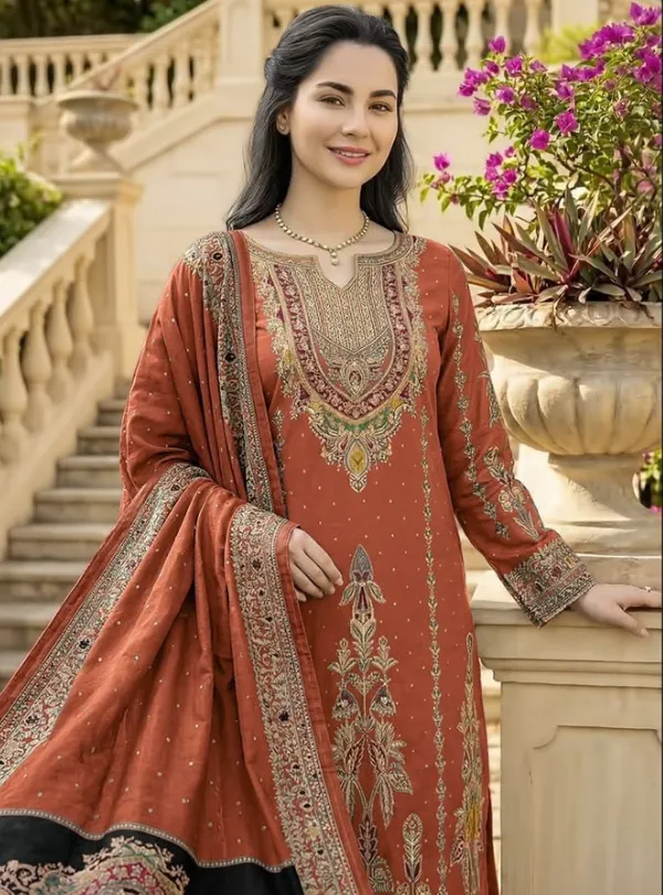 Pure Maslin suit set with Aari and hand work