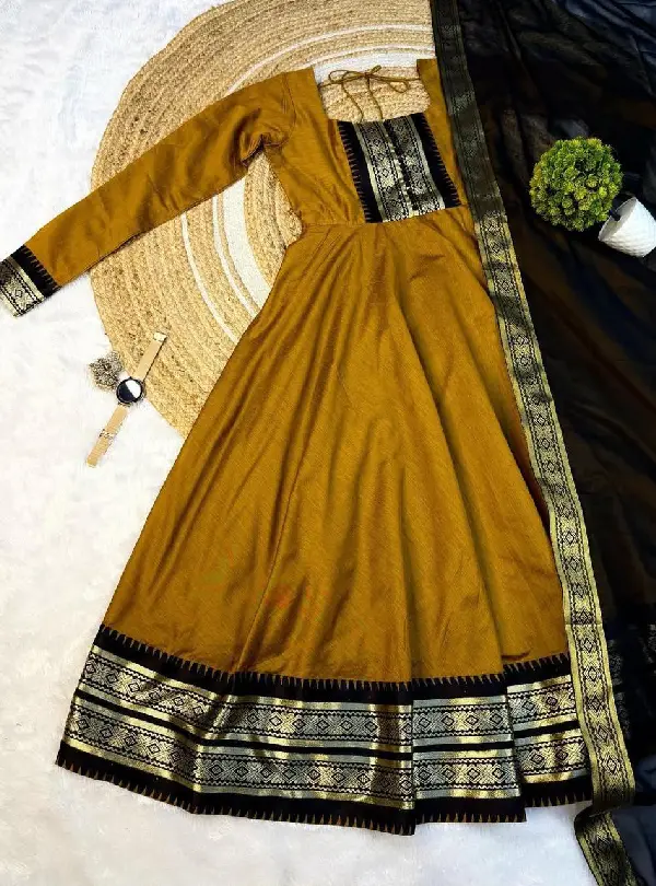 Pure silk cotton gown and dupatta set